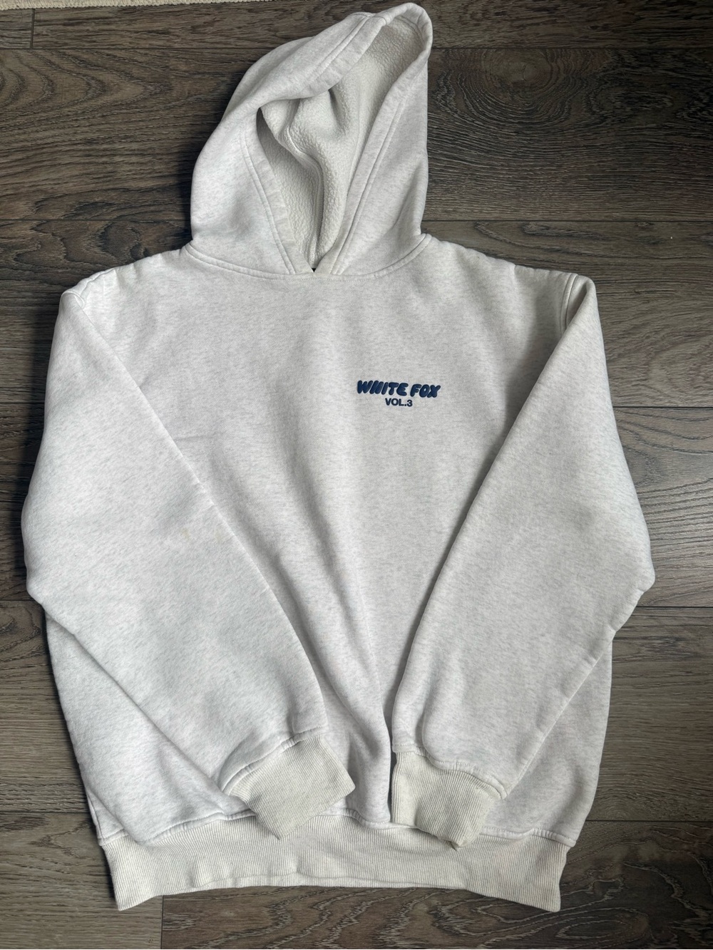 82. White Fox Vol. 3 Oversized Hoodie Heather Gray Navy Blue Graphic